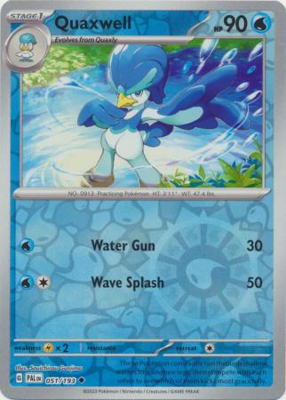 Quaxwell 051/193 SV Paldea Evolved Reverse Holo Uncommon Pokemon Card Kawaii Collector Quaxwell 051/193 SV Paldea Evolved Reverse Holo Uncommon Pokemon Card Kawaii Collector