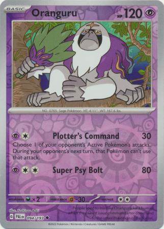 Oranguru 094/193 SV Paldea Evolved Reverse Holo Uncommon Pokemon Card TCG Near Mint 