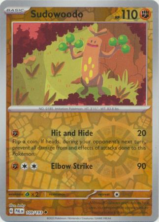 Sudowoodo 109/193 SV Paldea Evolved Reverse Holo Uncommon Pokemon Card TCG Near Mint 