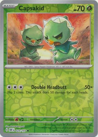 Capsakid 024/197 SV Obsidian Flames Reverse Holo Common Pokemon Card TCG Near Mint