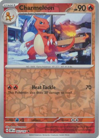 Charmeleon 027/197 SV Obsidian Flames Reverse Holo Uncommon Pokemon Card TCG Near Mint 