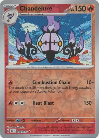 Chandelure 038/197 SV Obsidian Flames Reverse Holo Uncommon Pokemon Card TCG Near Mint 