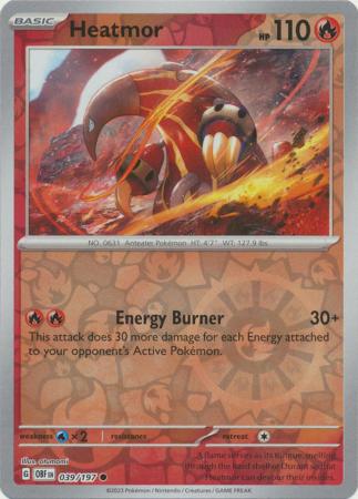 Heatmor 039/197 SV Obsidian Flames Reverse Holo Common Pokemon Card TCG Near Mint