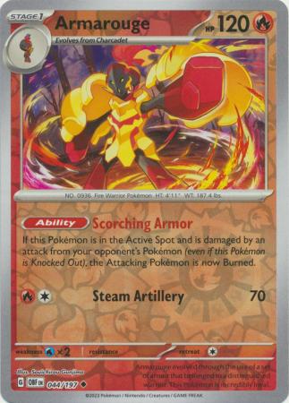 Armarouge 044/197 SV Obsidian Flames Reverse Holo Uncommon Pokemon Card TCG Near Mint 