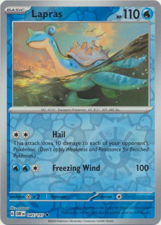 Lapras 045/197 SV Obsidian Flames Reverse Holo Uncommon Pokemon Card TCG Near Mint 