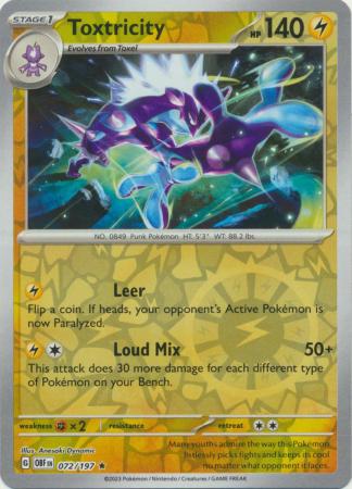 Toxtricity 072/197 SV Obsidian Flames Reverse Holo Rare Pokemon Card T Kawaii Collector Toxtricity 072/197 SV Obsidian Flames Reverse Holo Rare Pokemon Card T Kawaii Collector