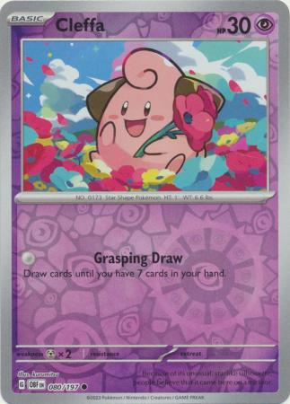 Cleffa 080/197 SV Obsidian Flames Reverse Holo Common Pokemon Card TCG Kawaii Collector Cleffa 080/197 SV Obsidian Flames Reverse Holo Common Pokemon Card TCG Kawaii Collector