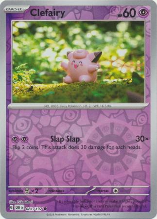 Clefairy 081/197 SV Obsidian Flames Reverse Holo Common Pokemon Card TCG Near Mint