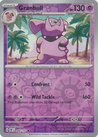 Granbull 088/197 SV Obsidian Flames Reverse Holo Uncommon Pokemon Card TCG Near Mint 