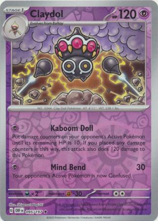 Claydol 095/197 SV Obsidian Flames Reverse Holo Rare Pokemon Card TCG Near Mint