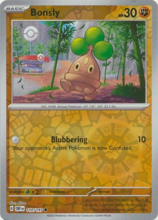 Bonsly 110/197 SV Obsidian Flames Reverse Holo Common Pokemon Card TCG Near Mint