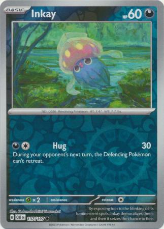 Inkay 137/197 SV Obsidian Flames Reverse Holo Common Pokemon Card TCG Near Mint