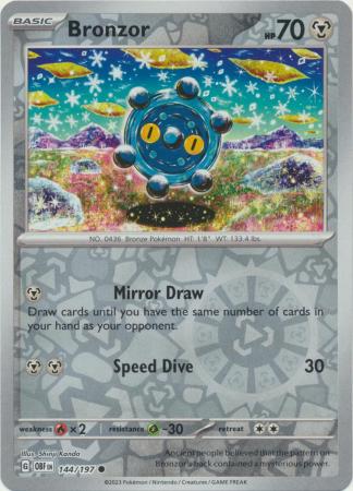 Bronzor 144/197 SV Obsidian Flames Reverse Holo Common Pokemon Card TCG Near Mint