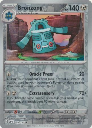 Bronzong 145/197 SV Obsidian Flames Reverse Holo Uncommon Pokemon Card TCG Near Mint 