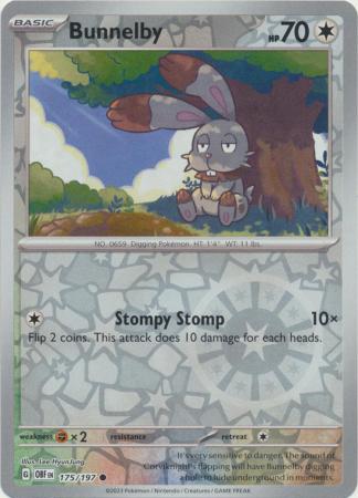 Bunnelby 175/197 SV Obsidian Flames Reverse Holo Common Pokemon Card TCG Near Mint