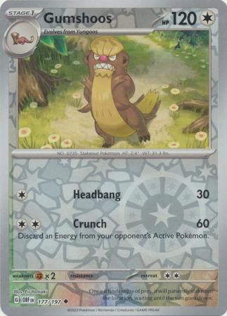 Gumshoos 177/197 SV Obsidian Flames Reverse Holo Uncommon Pokemon Card TCG Near Mint