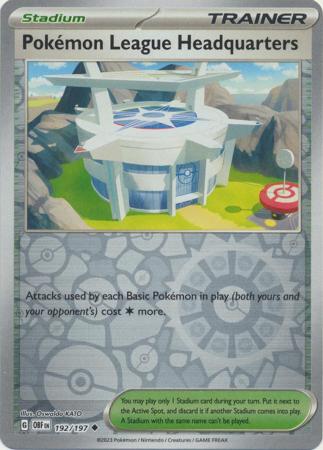 Pokemon League Headquarters 192/197 SV Obsidian Flames Reverse Holo Uncommon Trainer Pokemon Card TCG Near Mint