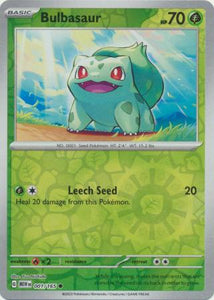 Bulbasaur 001/165 SV 151 Set Reverse Holo Common Pokemon Card TCG Near Mint