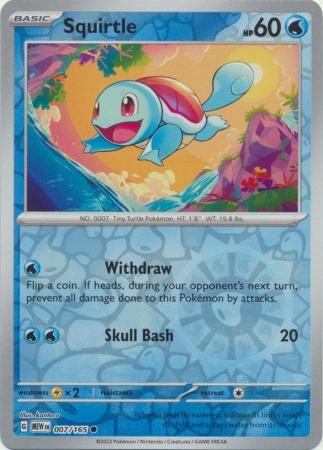 Squirtle 007/165 SV 151 Set Reverse Holo Common Pokemon Card TCG Near Mint