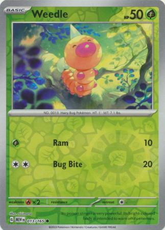 Weedle 013/165 SV 151 Set Reverse Holo Common Pokemon Card TCG Near Mint