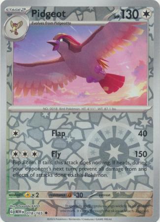 Pidgeot 018/165 SV 151 Set Reverse Holo Uncommon Pokemon Card TCG Near Mint 