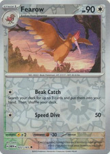 Fearow 022/165 SV 151 Set Reverse Holo Uncommon Pokemon Card TCG Near Mint 