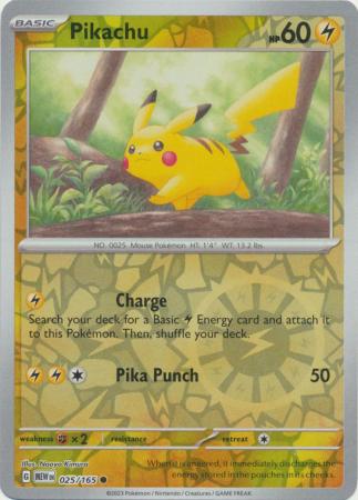 Pikachu 025/165 SV 151 Set Reverse Holo Common Pokemon Card TCG Near Mint