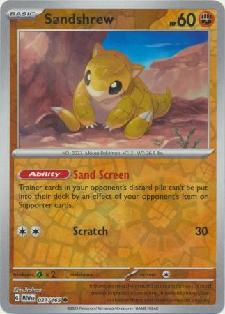 Sandshrew 027/165 SV 151 Set Reverse Holo Common Pokemon Card TCG Near Mint