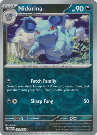 Nidorina 030/165 SV 151 Set Reverse Holo Uncommon Pokemon Card TCG Near Mint 