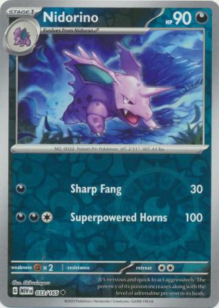 Nidorino 033/165 SV 151 Set Reverse Holo Uncommon Pokemon Card TCG Near Mint 