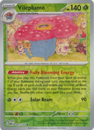 Vileplume 045/165 SV 151 Set Reverse Holo Rare Pokemon Card TCG Near Mint