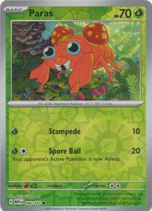 Paras 046/165 SV 151 Set Reverse Holo Common Pokemon Card TCG Near Mint