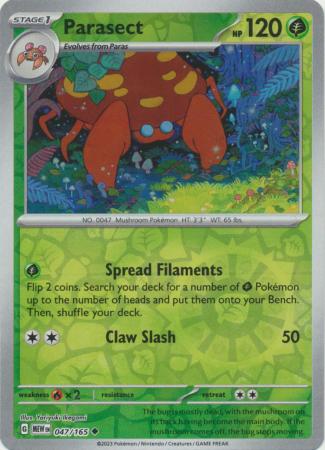 Parasect 047/165 SV 151 Set Reverse Holo Uncommon Pokemon Card TCG Near Mint 