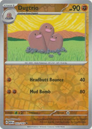 Dugtrio 051/165 SV 151 Set Reverse Holo Uncommon Pokemon Card TCG Near Mint 