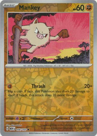 Mankey 056/165 SV 151 Set Reverse Holo Common Pokemon Card TCG Near Mint