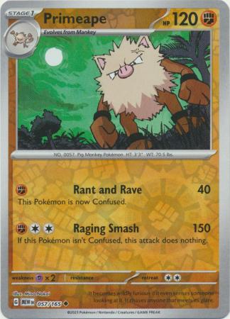 Primeape 057/165 SV 151 Set Reverse Holo Uncommon Pokemon Card TCG Near Mint 