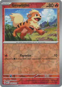 Growlithe 058/165 SV 151 Set Reverse Holo Common Pokemon Card TCG Near Mint