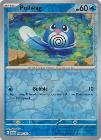 Poliwag 060/165 SV 151 Set Reverse Holo Common Pokemon Card TCG Near Mint