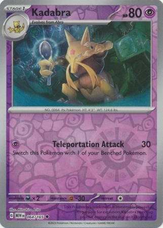 Kadabra 064/165 SV 151 Set Reverse Holo Uncommon Pokemon Card TCG Near Mint 