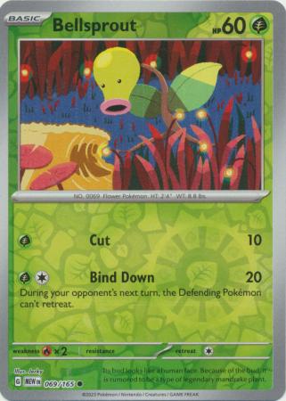 Bellsprout 069/165 SV 151 Set Reverse Holo Common Pokemon Card TCG Near Mint