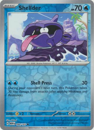 Shellder 090/165 SV 151 Set Reverse Holo Common Pokemon Card TCG Near Mint