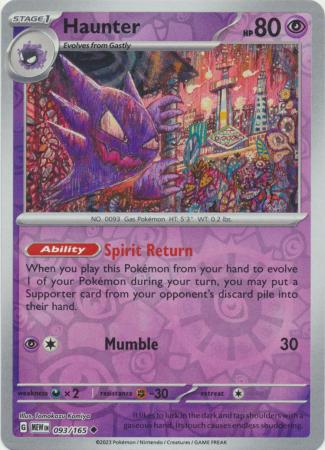 Haunter 093/165 SV 151 Set Reverse Holo Uncommon Pokemon Card TCG Near Mint 