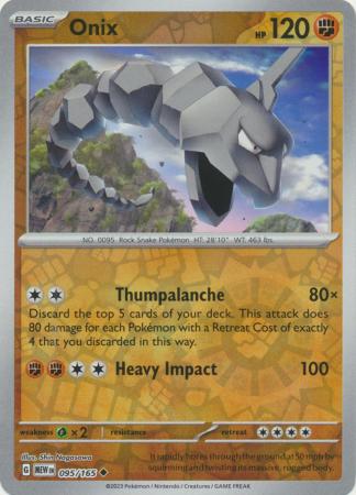 Onix 095/165 SV 151 Set Reverse Holo Uncommon Pokemon Card TCG Near Mint 