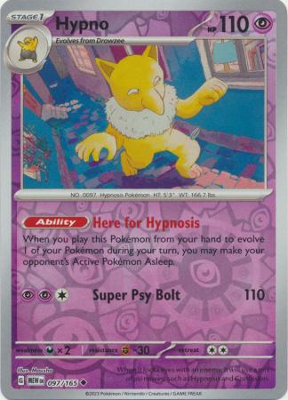 Hypno 097/165 SV 151 Set Reverse Holo Uncommon Pokemon Card TCG Near Mint 
