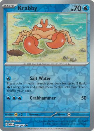 Krabby 098/165 SV 151 Set Reverse Holo Common Pokemon Card TCG Near Mint