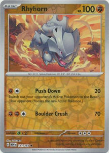 Rhyhorn 111/165 SV 151 Set Reverse Holo Common Pokemon Card TCG Near Mint