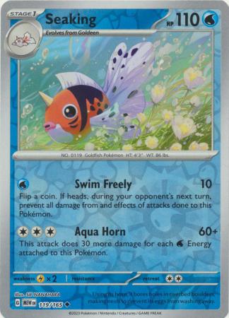 Seaking 119/165 SV 151 Set Reverse Holo Uncommon Pokemon Card TCG Near Mint 