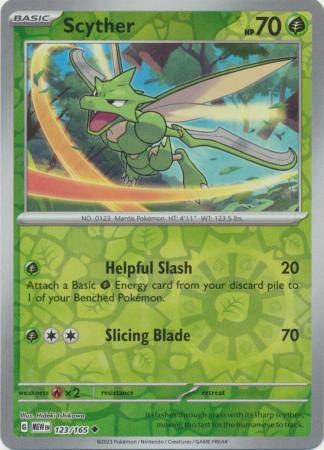 Scyther 123/165SV 151 Set Reverse Holo Uncommon Pokemon Card TCG Near Mint 