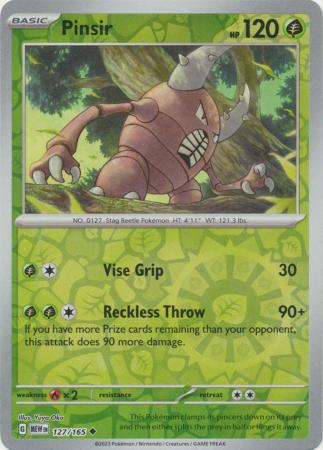 Pinsir 127/165 SV 151 Set Reverse Holo Uncommon Pokemon Card TCG Near Mint 