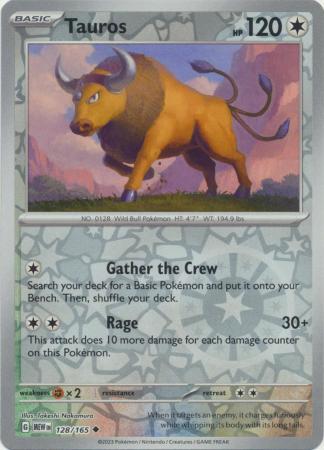 Tauros 128/165 SV 151 Set Reverse Holo Uncommon Pokemon Card TCG Near Mint 